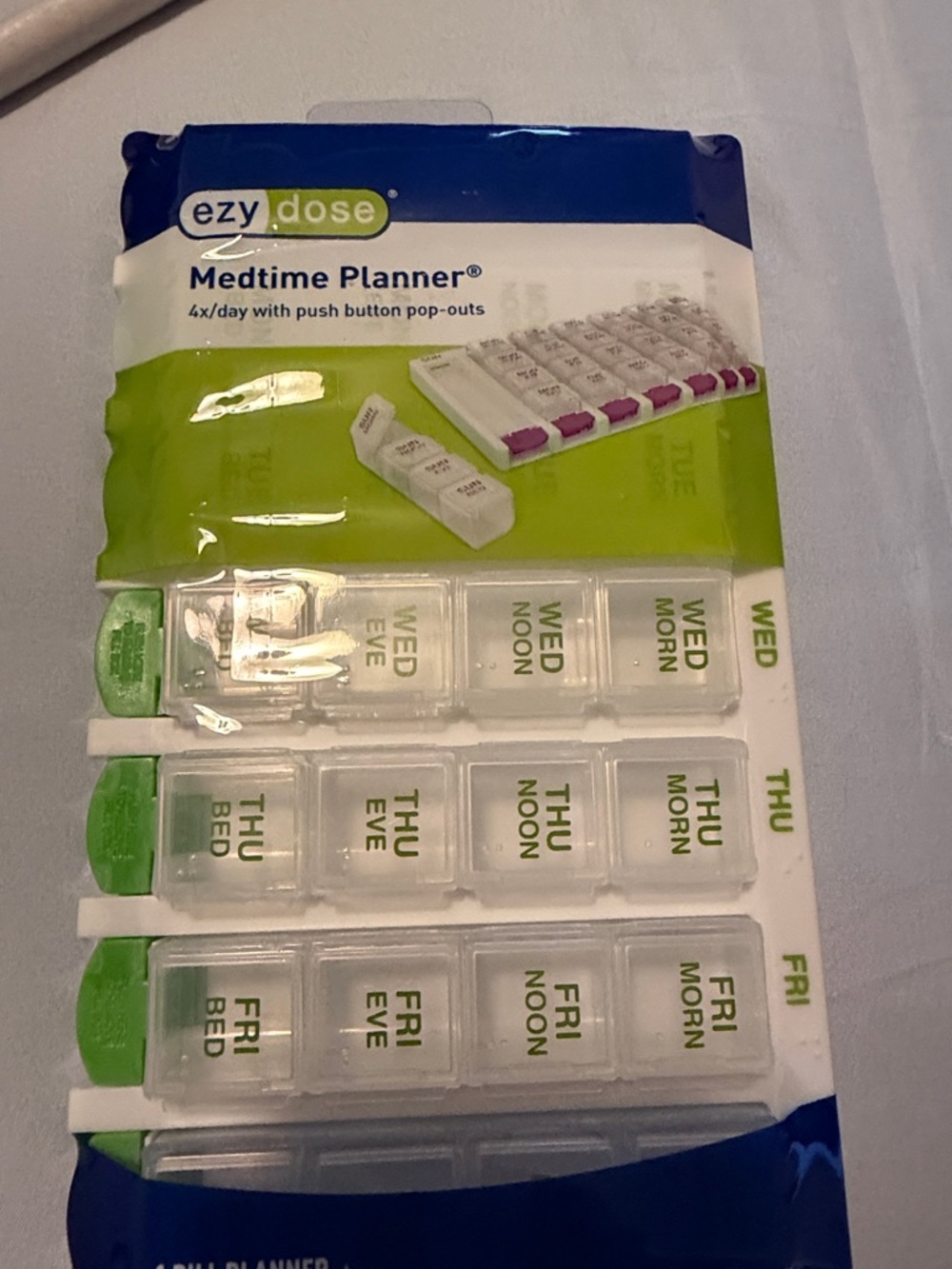 Medtime Planner Daily Pill Organizer - Green/White